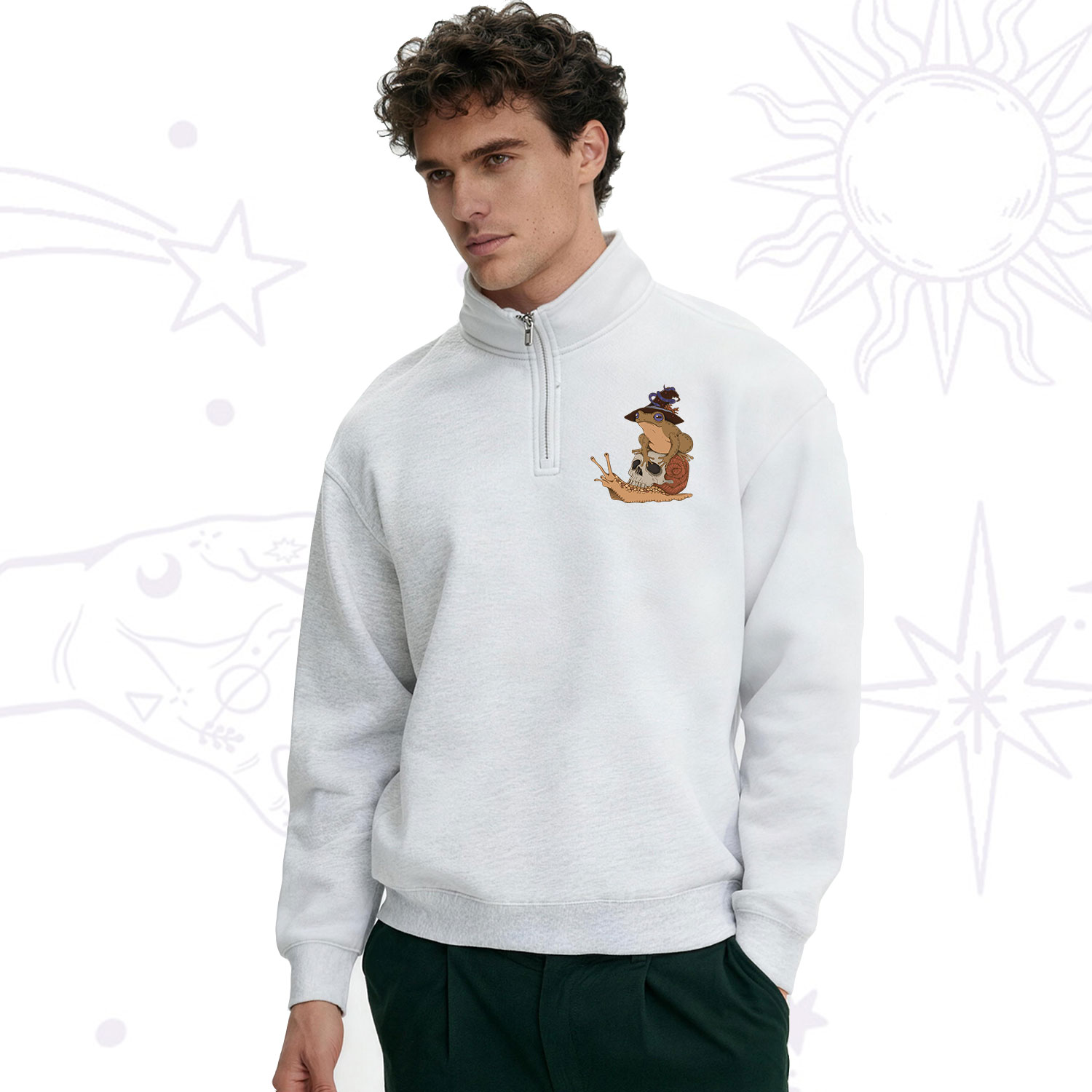 Purplehecate The Frog Tarot Zip Fleece Sweatshirt