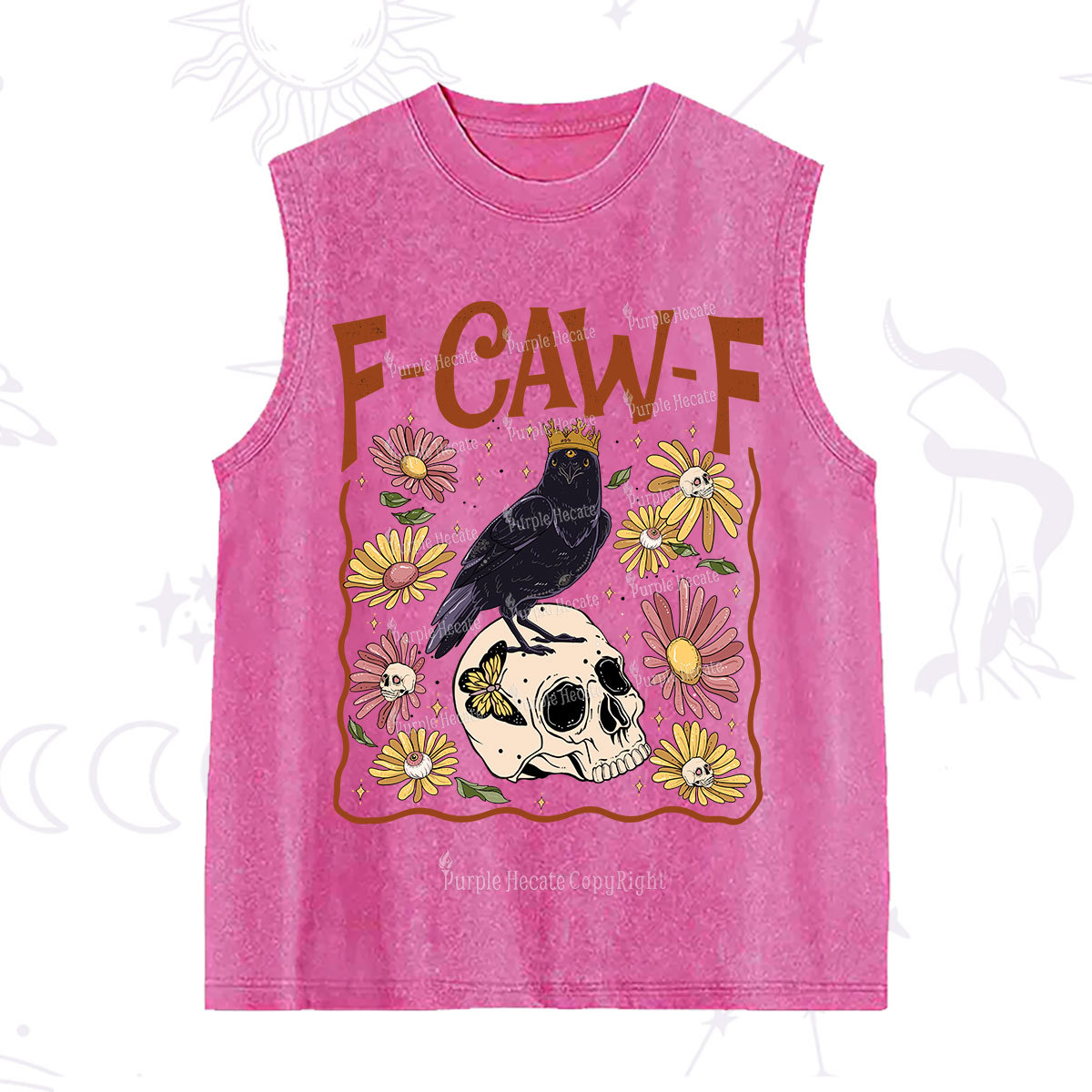 Purplehecate Funny F-Caw-F Crow Washed Tank