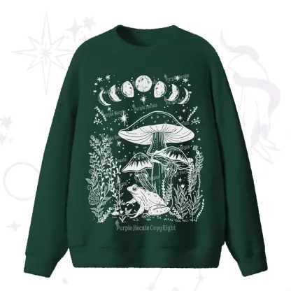 Purplehecate Celestial Frog Mushrooms Fuzzy Ugly Sweater