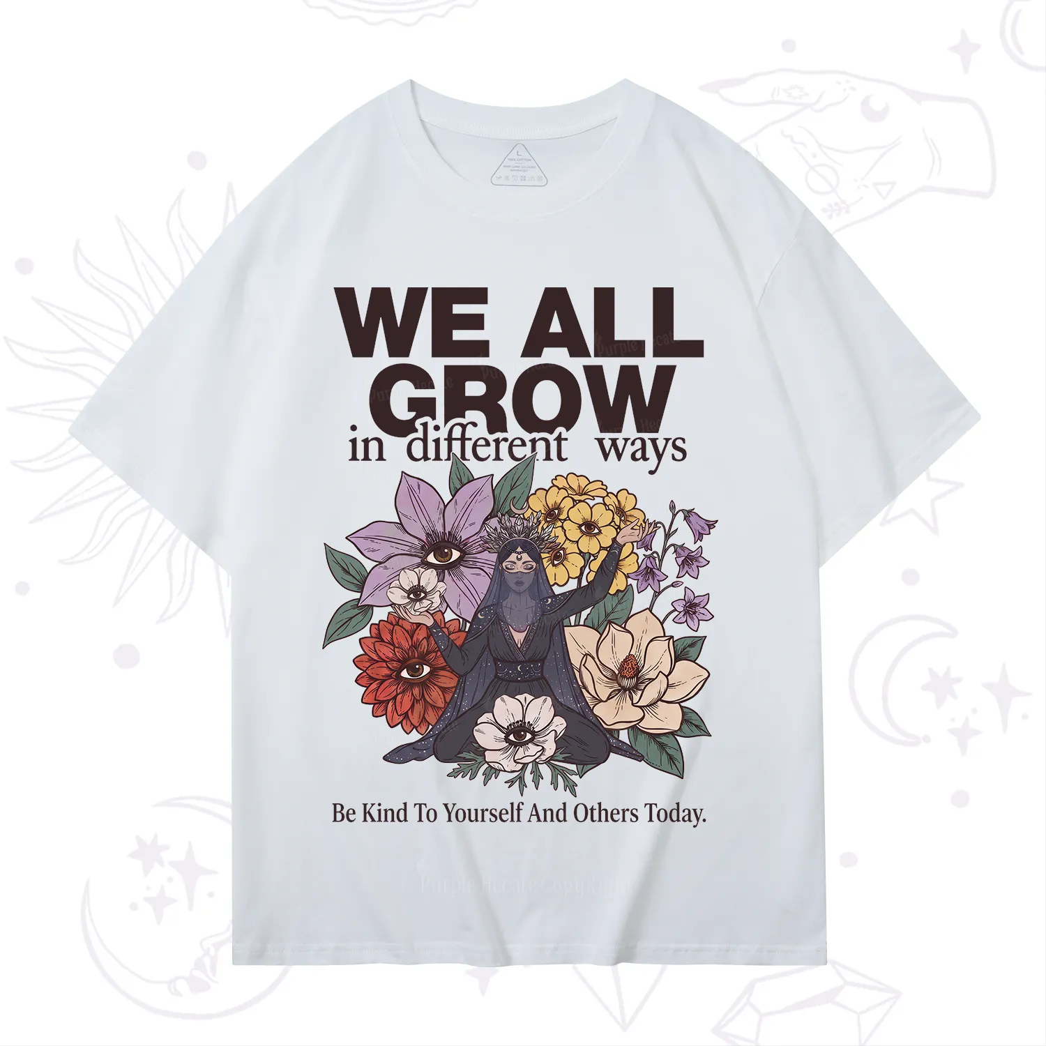 Purplehecate We All Grow Different Ways Floral T-Shirt