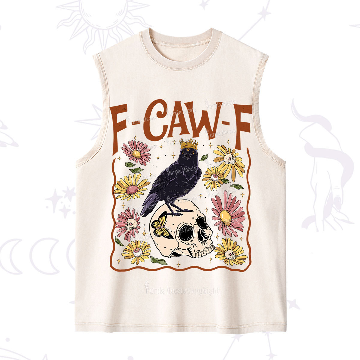Purplehecate Funny F-Caw-F Crow Washed Tank