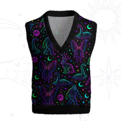 Purplehecate Neon Cryptid Creatures Ugly Sweater Vest
