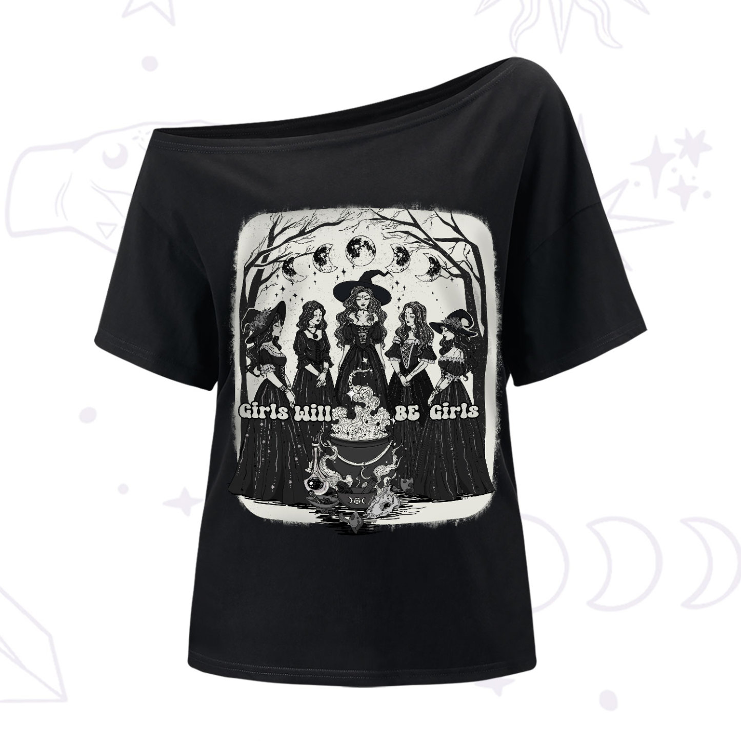 Purplehecate Girls Will Be Girls One-Shoulder T-Shirt