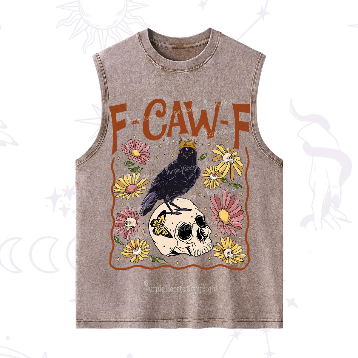 Purplehecate Funny F-Caw-F Crow Washed Tank