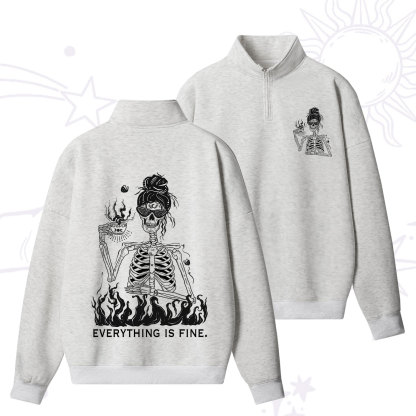 Purplehecate Everything Is Fine Zip Fleece Sweatshirt