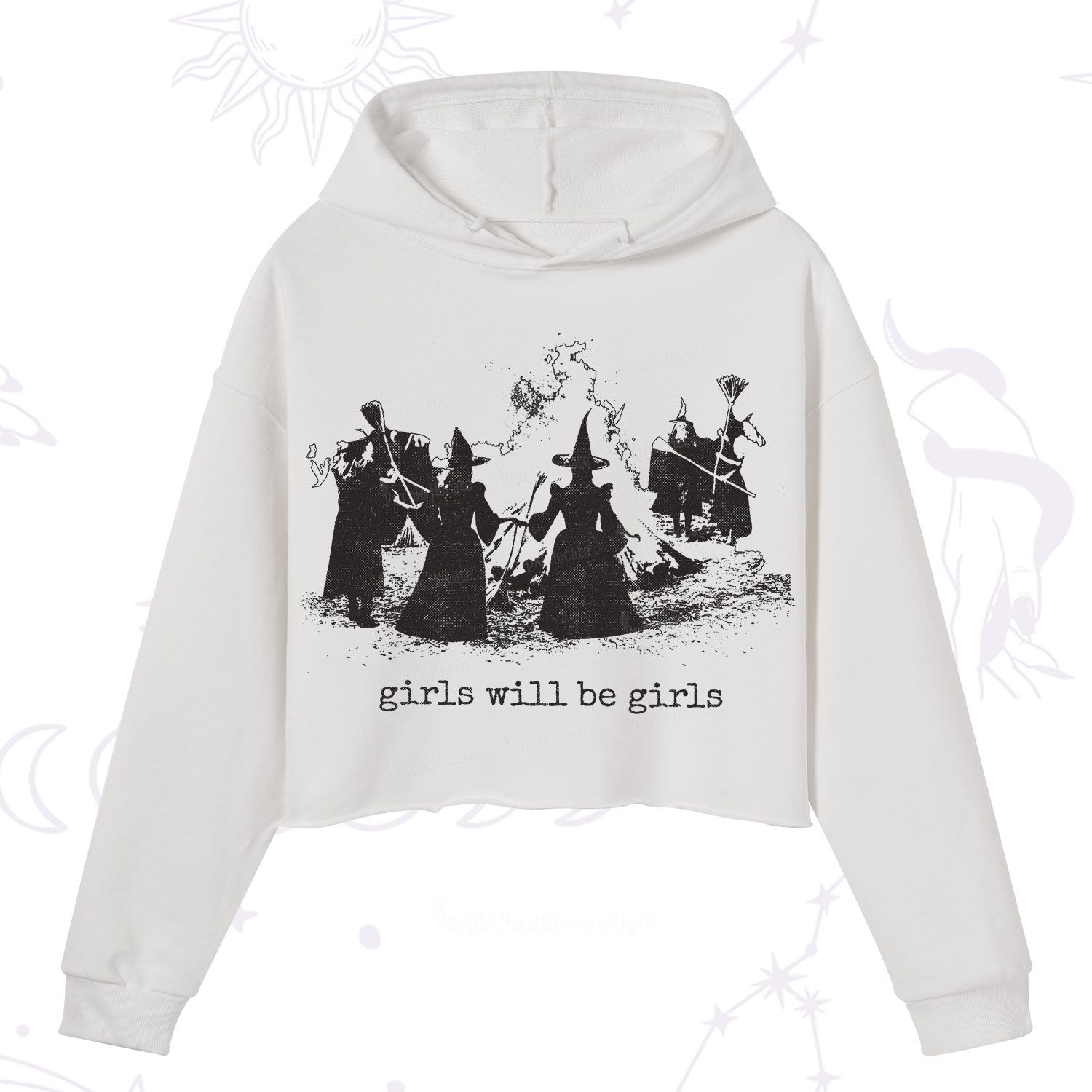 Purplehecate Girls Will Be Girls Crop Hoodie