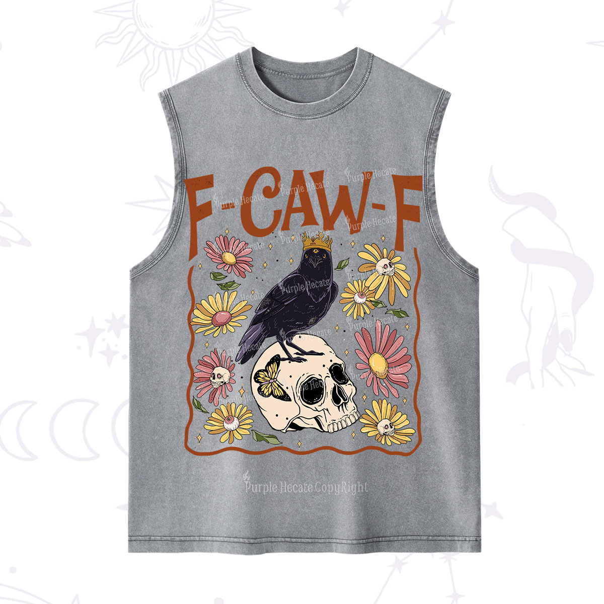 Purplehecate Funny F-Caw-F Crow Washed Tank