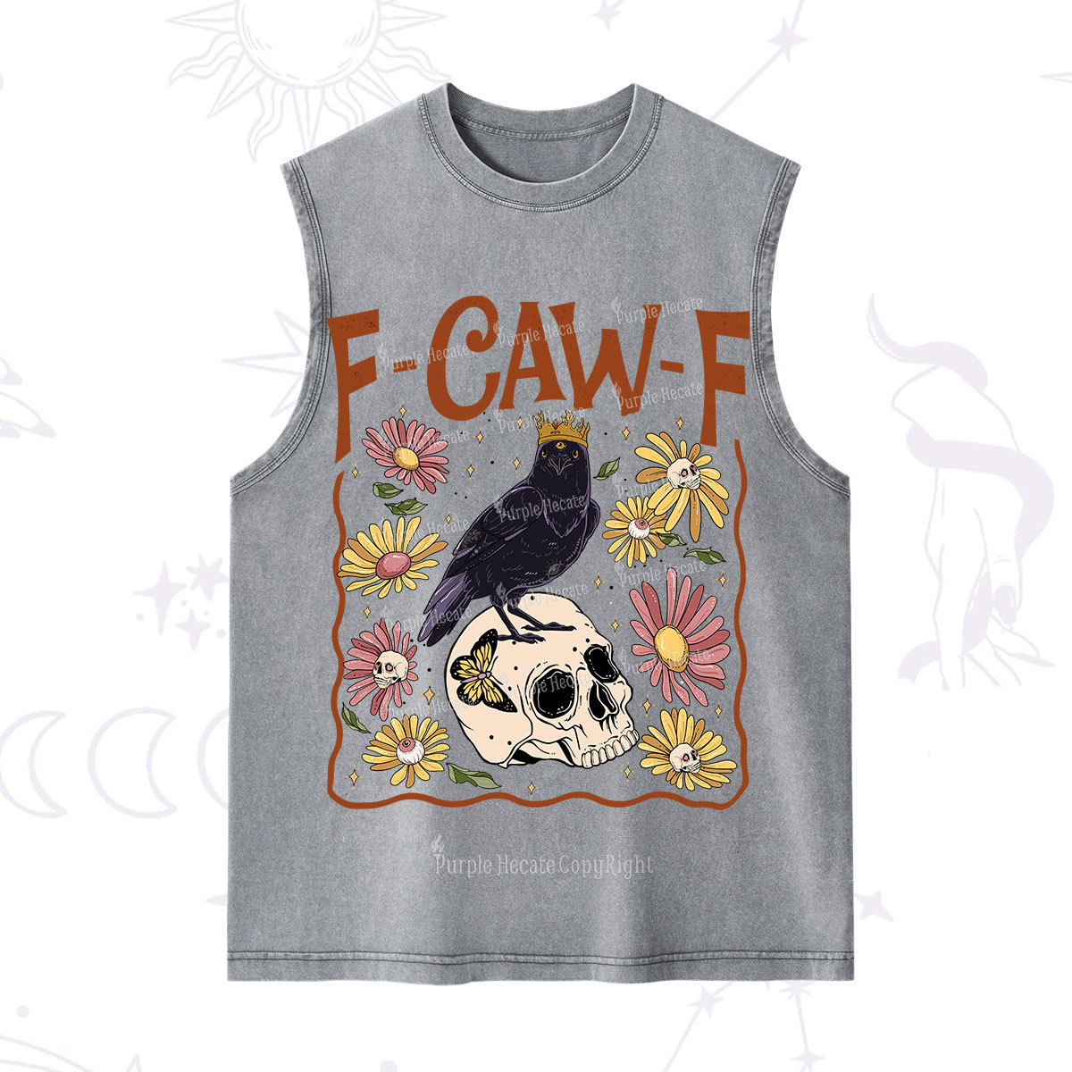 Purplehecate Funny F-Caw-F Crow Washed Tank