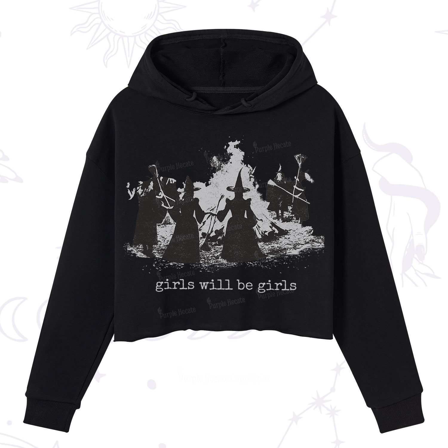 Purplehecate Girls Will Be Girls Crop Hoodie