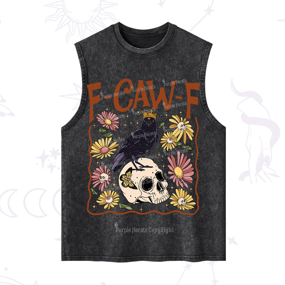 Purplehecate Funny F-Caw-F Crow Washed Tank