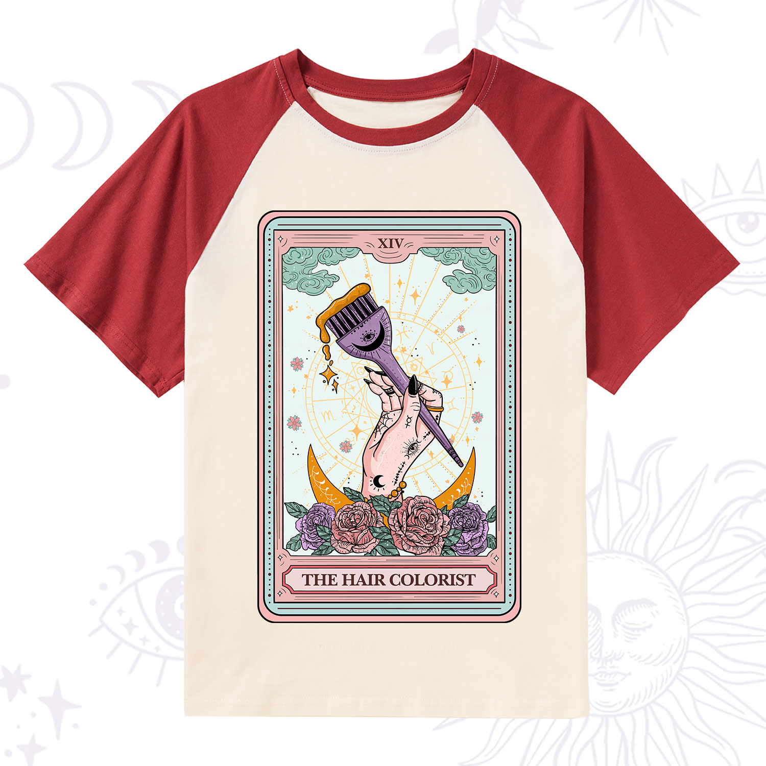 Purplehecate The Hair Colorist Tarot Raglan Short Sleeve T‑Shirt