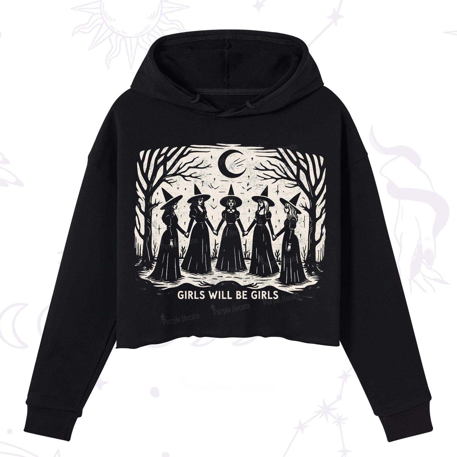 Purplehecate Girls Will Be Girls Crop Hoodie
