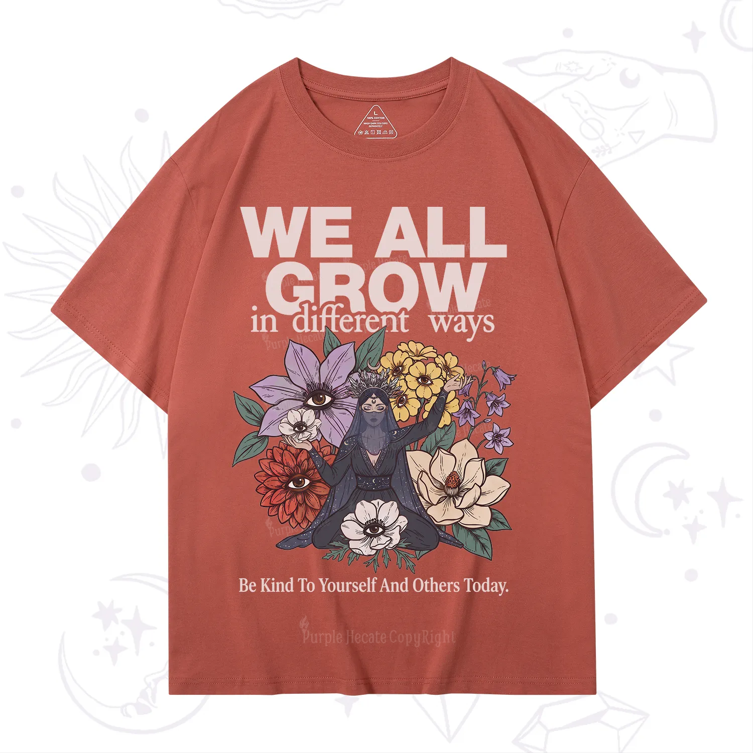 Purplehecate We All Grow Different Ways Floral T-Shirt