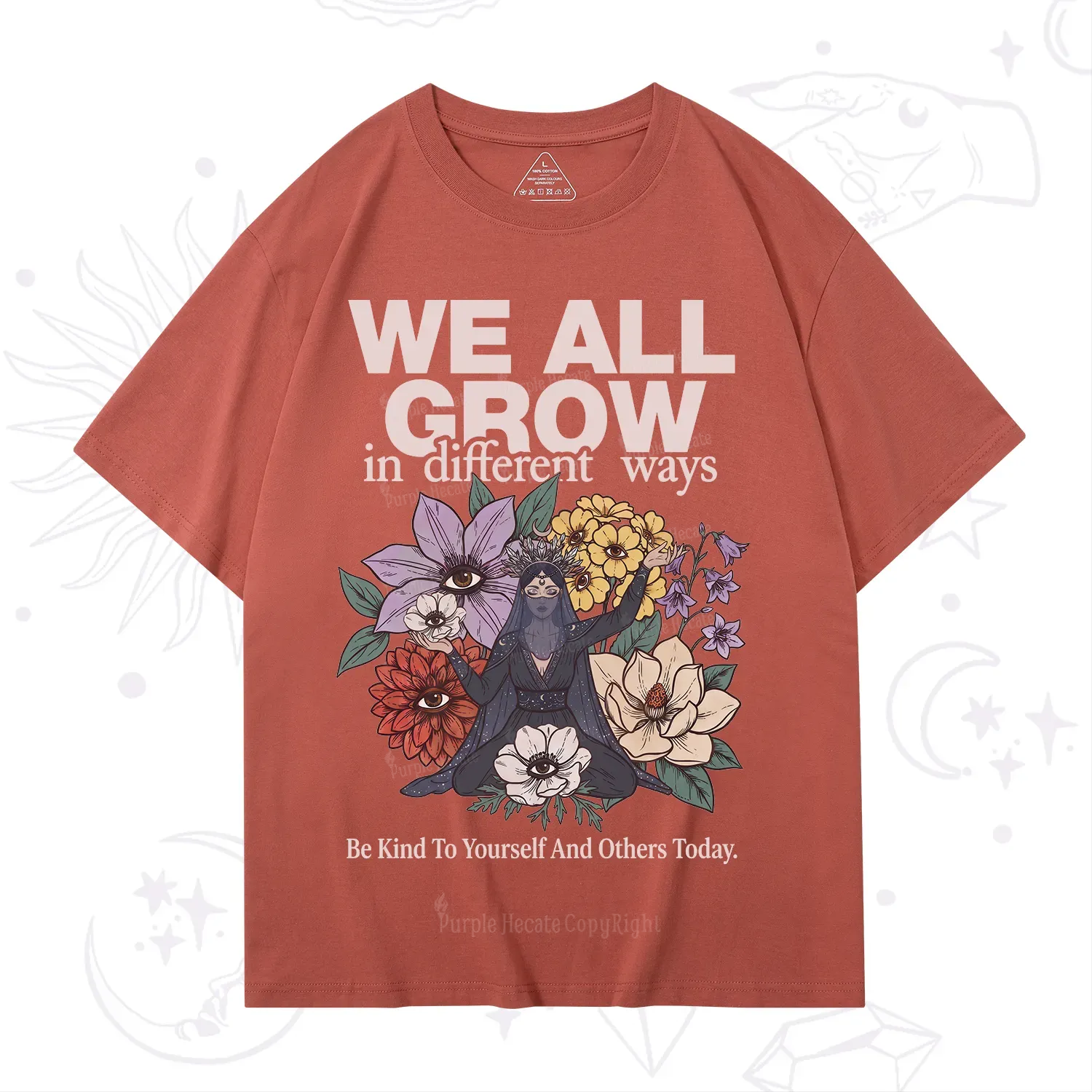 Purplehecate We All Grow Different Ways Floral T-Shirt