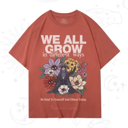 Purplehecate We All Grow Different Ways Floral T-Shirt