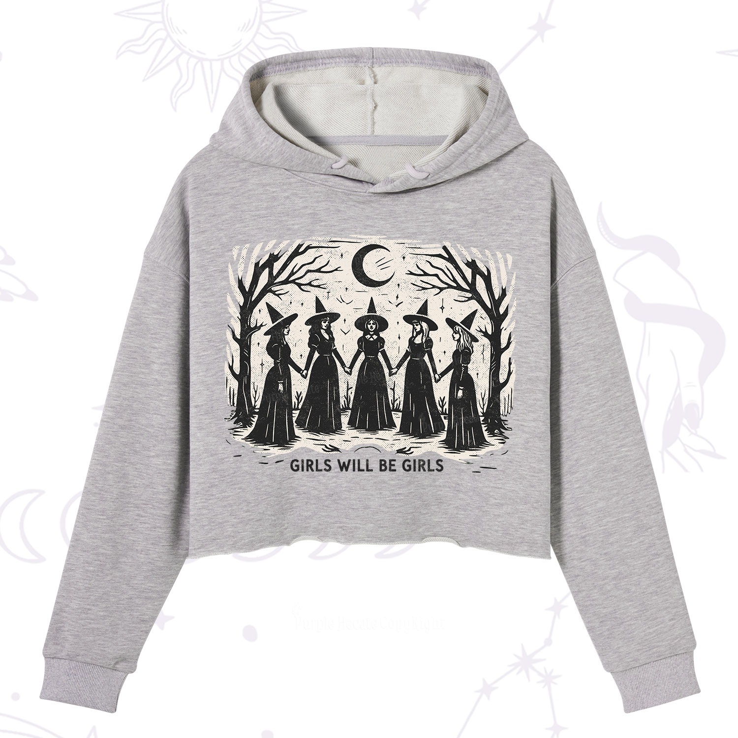 Purplehecate Girls Will Be Girls Crop Hoodie