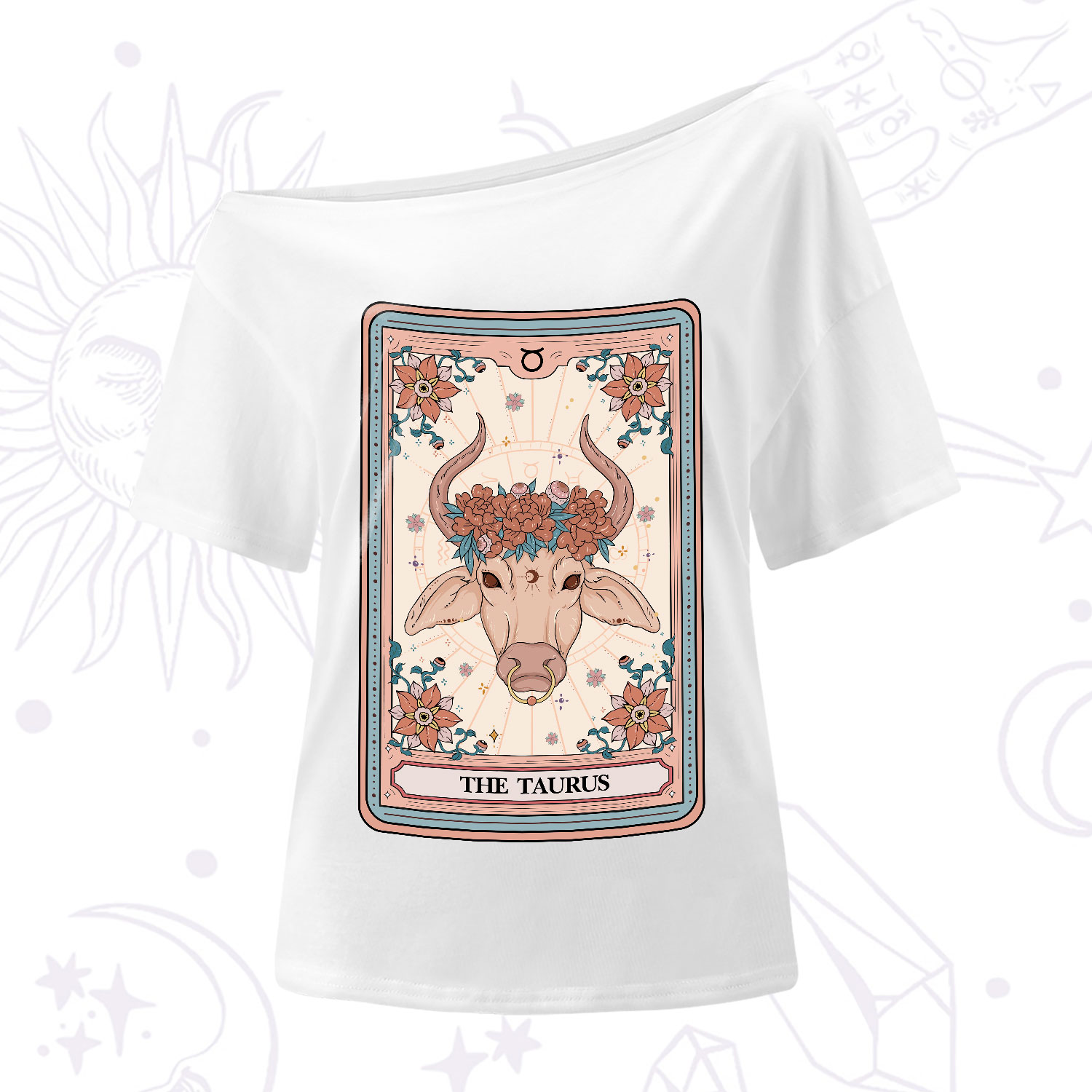 Purplehecate The Taurus Tarot Card One-Shoulder T-Shirt