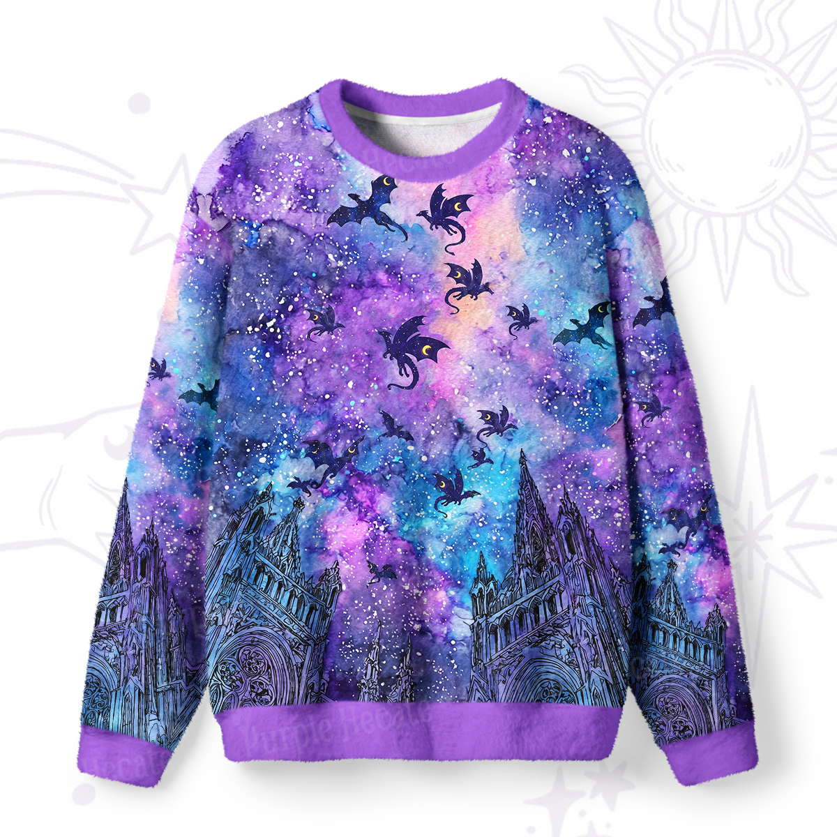 Purplehecate Cosmic Dragon Gothic Cathedra Fuzzy Ugly Sweatshirt