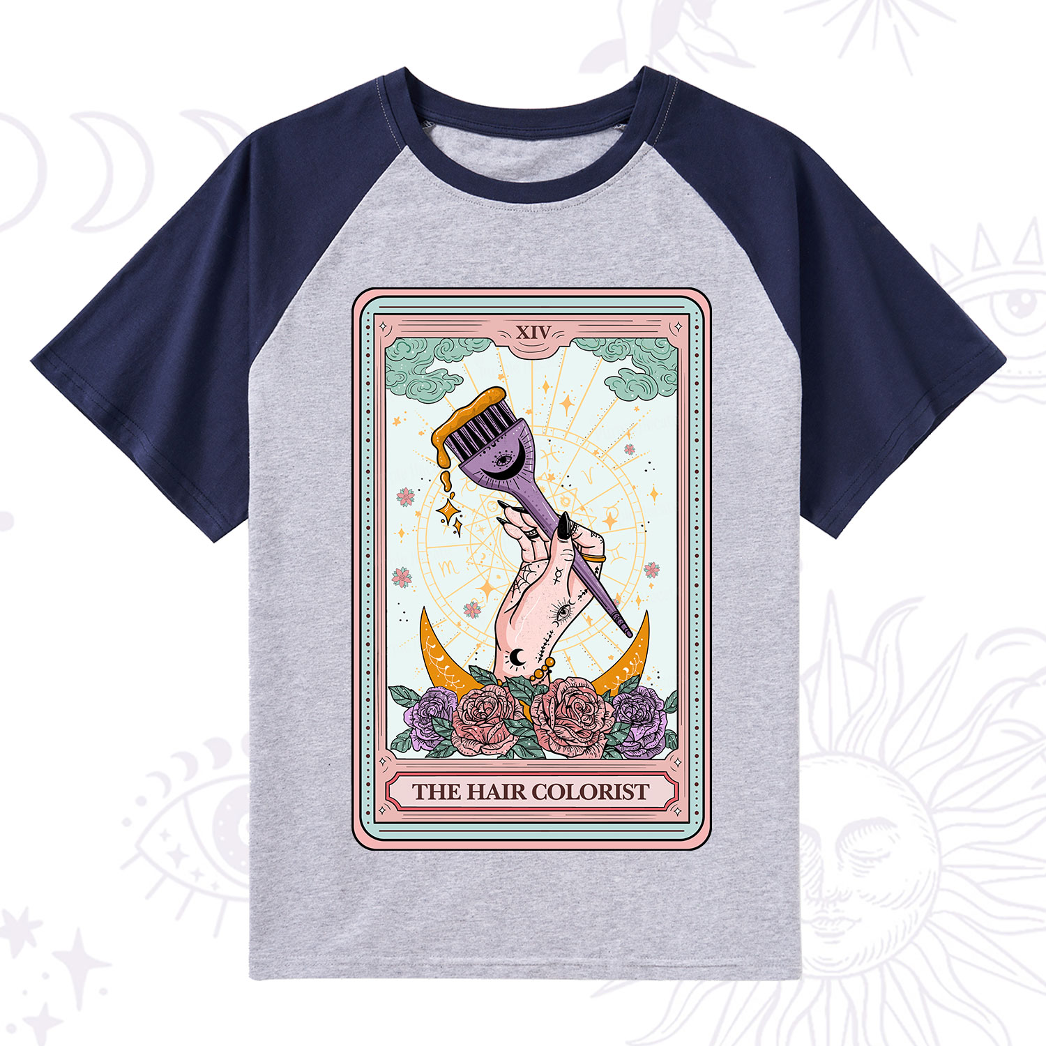 Purplehecate The Hair Colorist Tarot Raglan Short Sleeve T‑Shirt