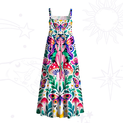 Purplehecate Mystic Butterfly Fairy Forest Wide Straps Maxi Dress