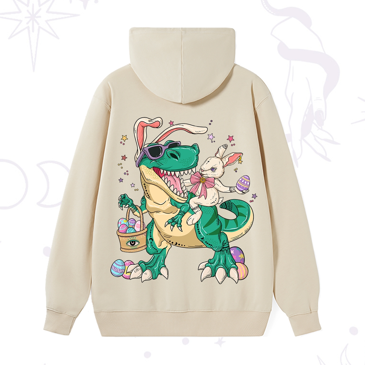 Purplehecate Easter Bunny Riding Dinosaur Hoodie