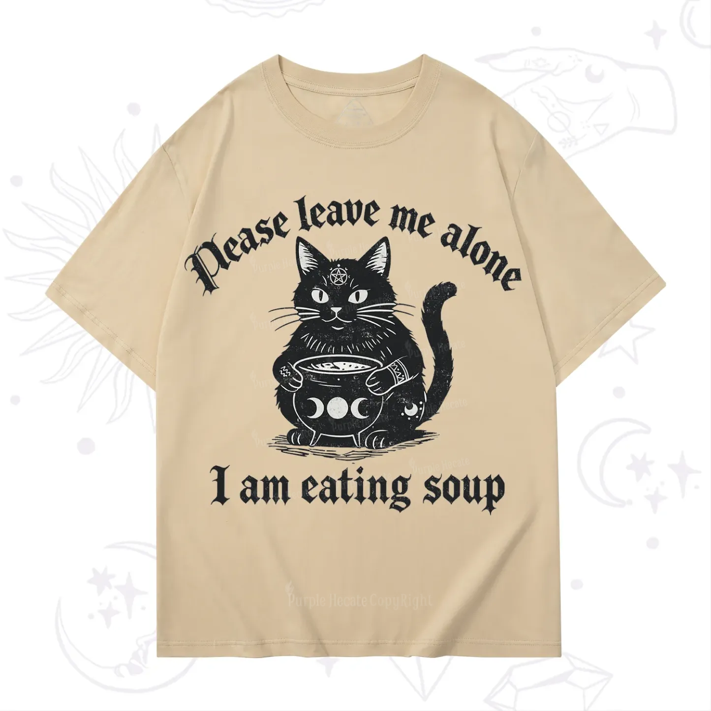 Purplehecate Magic Cat Eating Soup T-Shirt