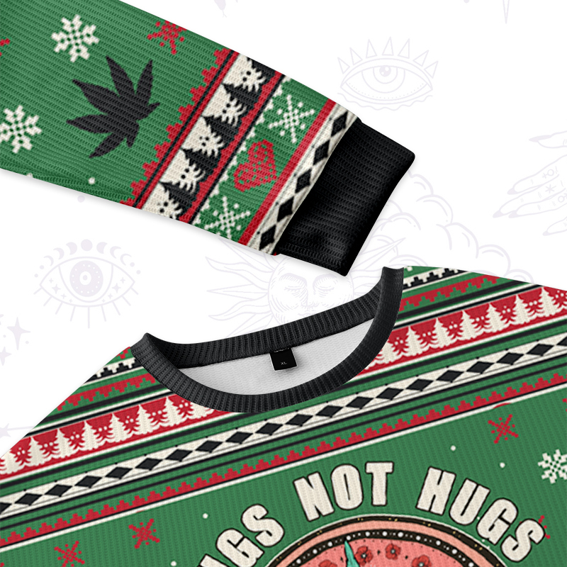 Purplehecate Drugs Not Hugs Don't Touch Me Ugly Christmas Sweatshirts