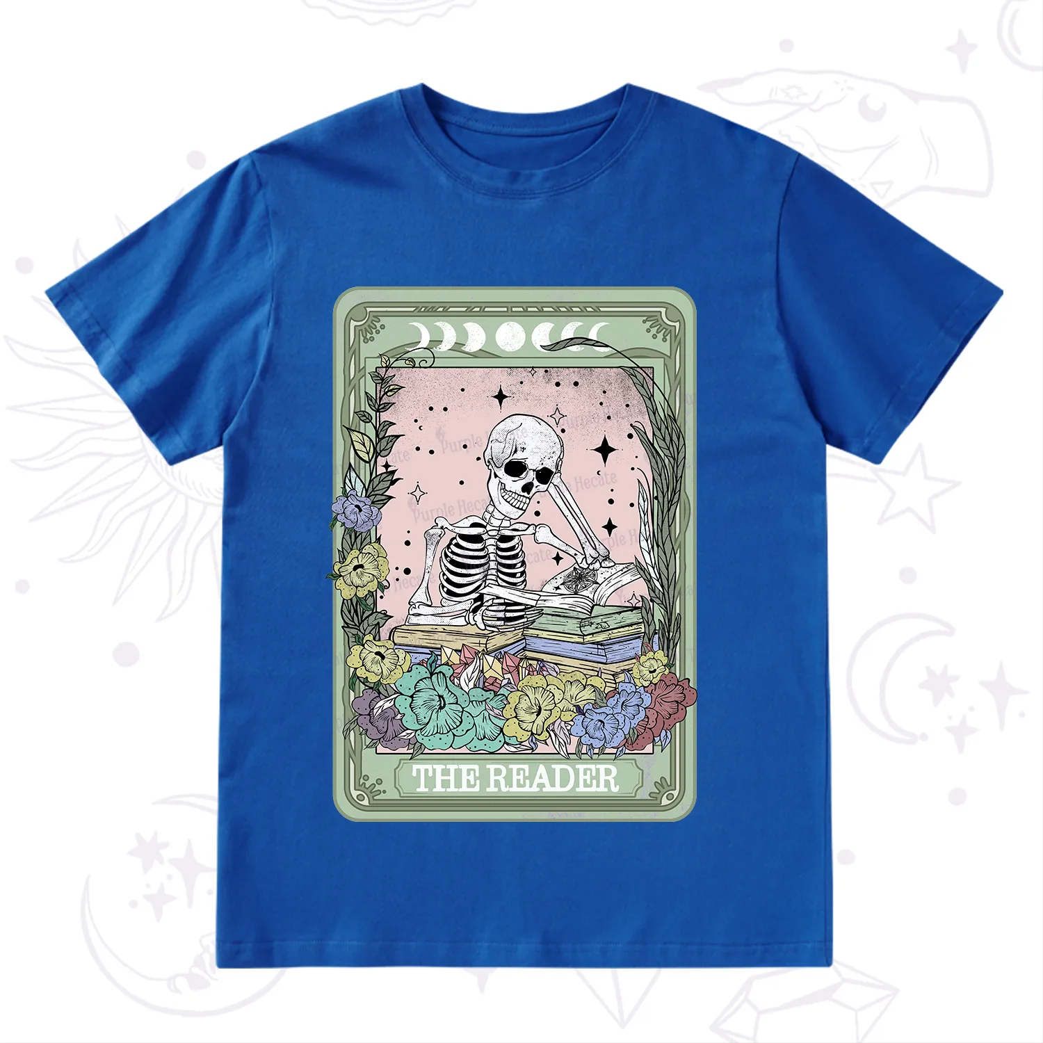 Purplehecate The Reader Bookworm Tarot Skeleton T-Shirt