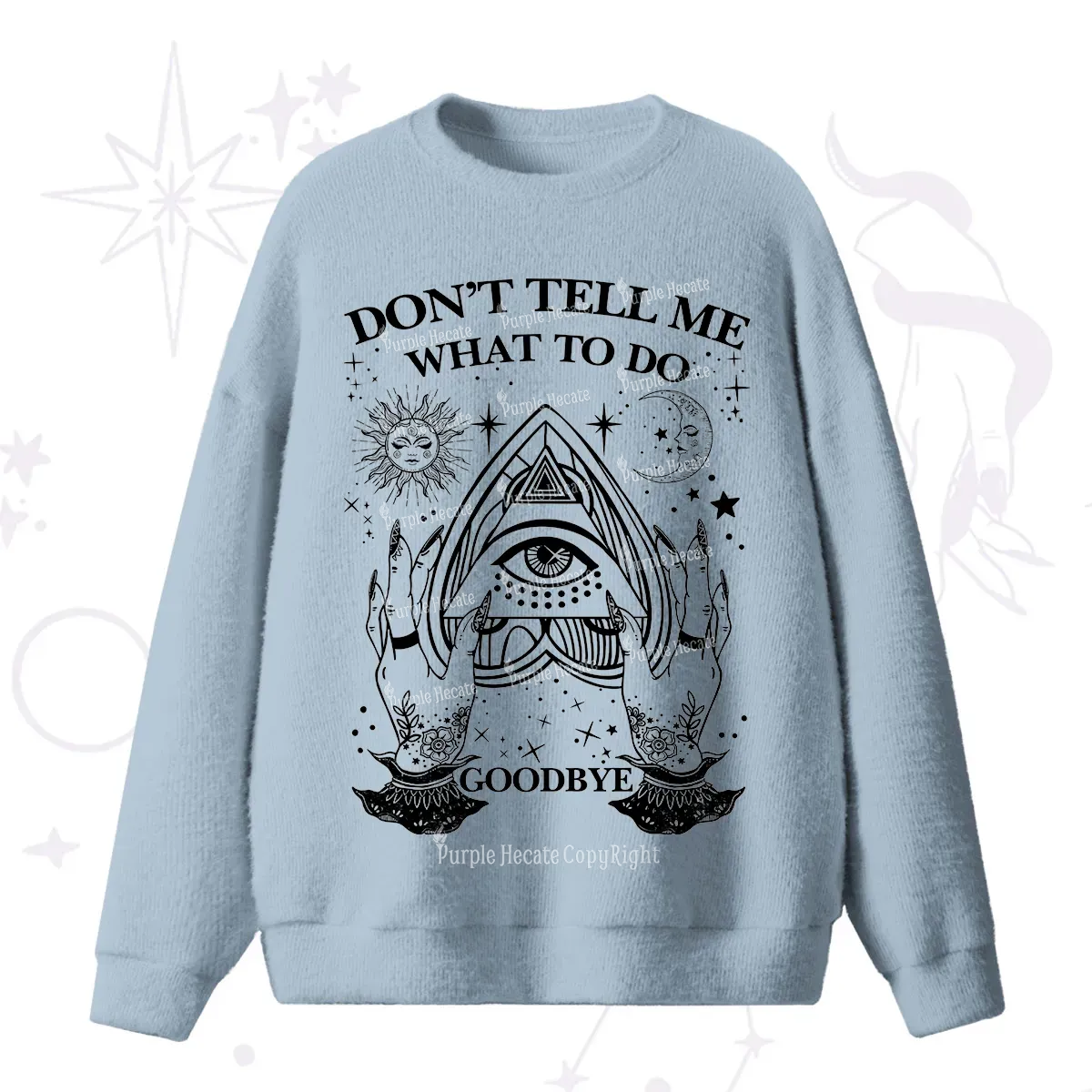 Purplehecate Don't Tell Me What To Do Witch Planchette Eye Fuzzy Ugly Sweater