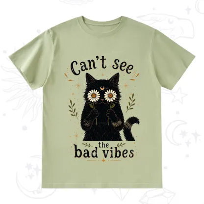 Purplehecate Can't See the Bad Vibes Black Cat T-Shirt