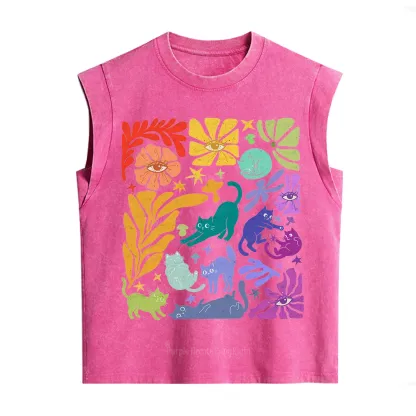Purplehecate Rainbow Pride Cats Vintage Washed Tank
