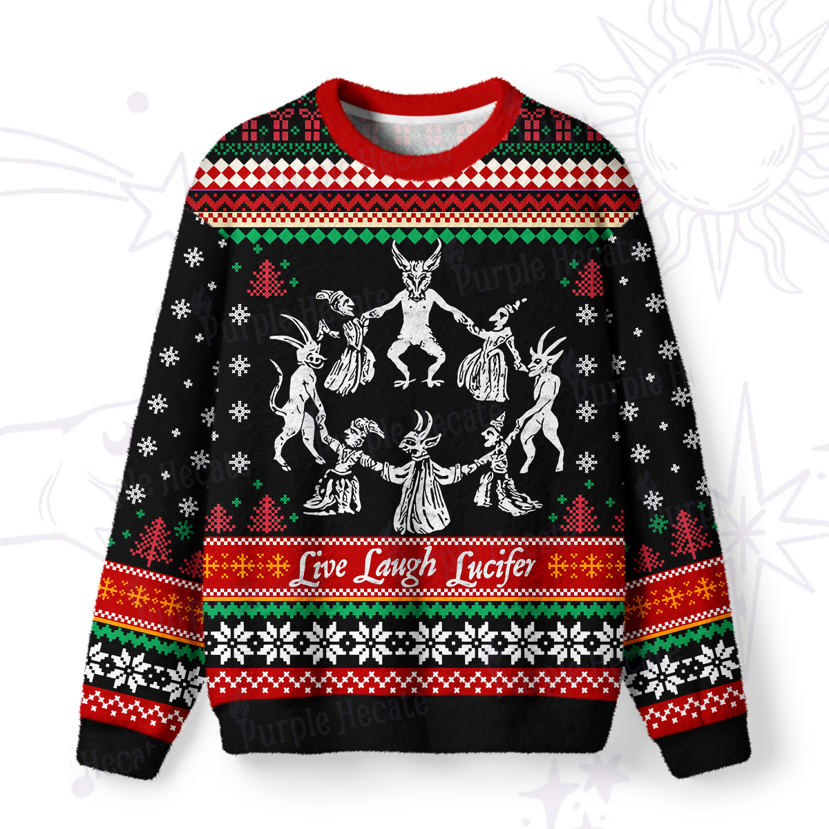 Purplehecate Live Laugh Lucifer Ugly Christmas Sweatshirts