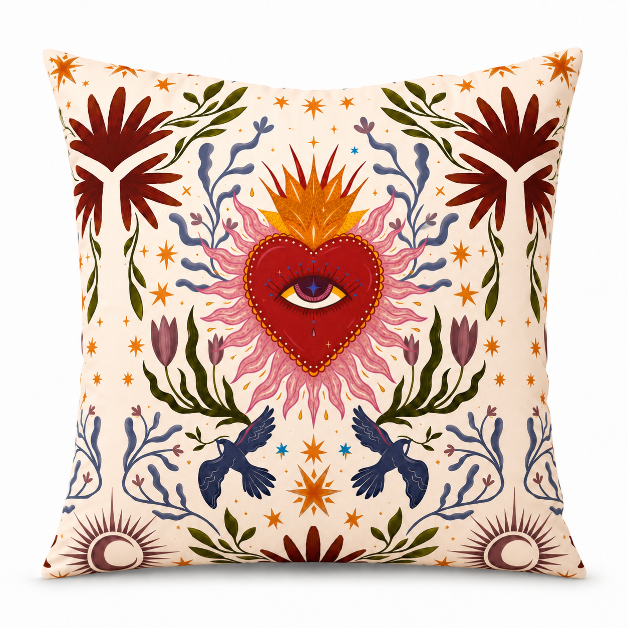 Purplehecate Sacred Flame Heart Pillow