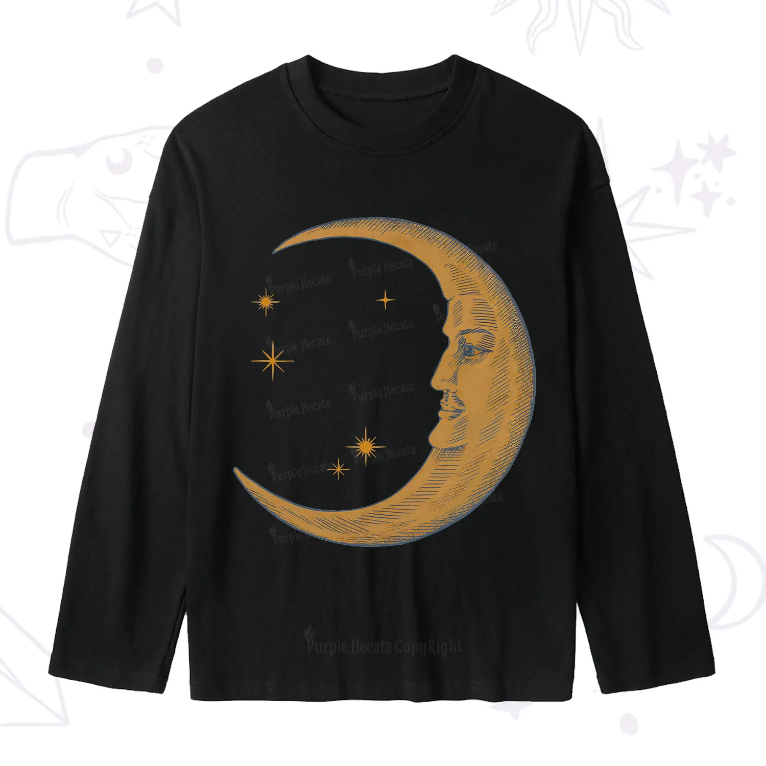 Purplehecate Celestial Moon Slub Long Sleeve T-Shirt