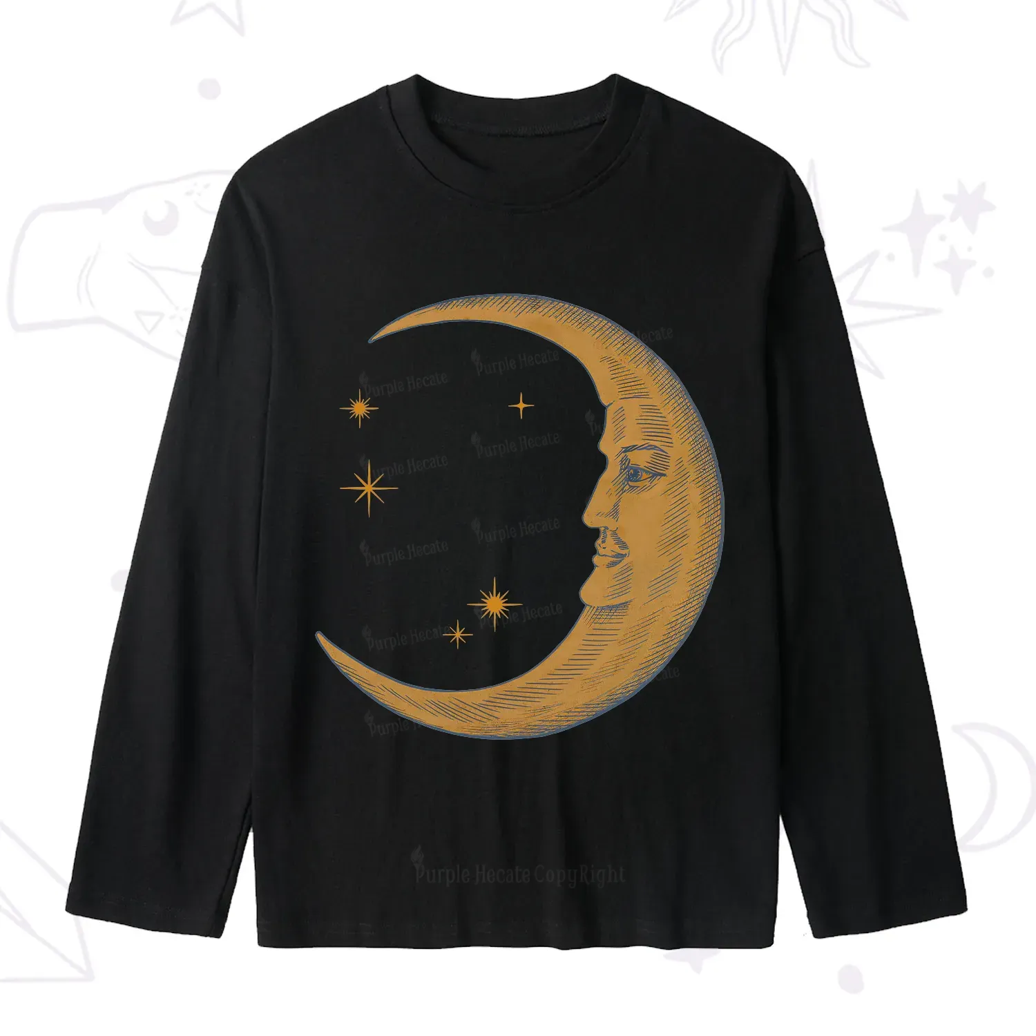 Purplehecate Celestial Moon Slub Long Sleeve T-Shirt