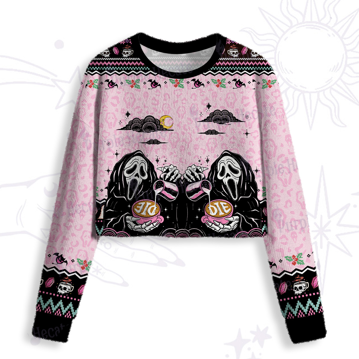 Purplehecate The You Can Learn Latte Art Crop Fuzzy Ugly Sweatshirt