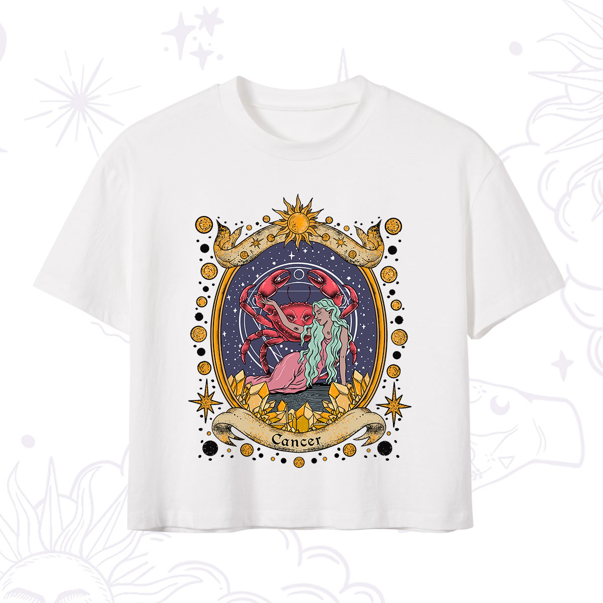 Purplehecate Celestial Cancer Zodiac Crop T-Shirt 
