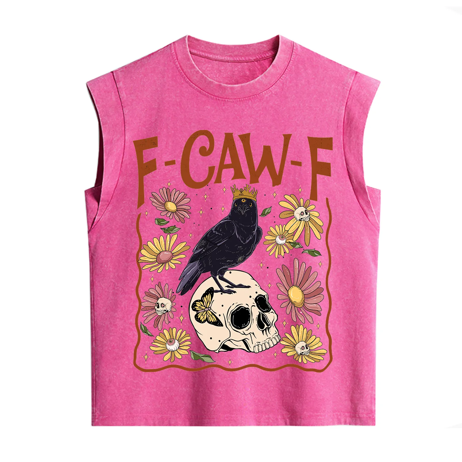Purplehecate Funny F-Caw-F Crow Vintage Washed Tank