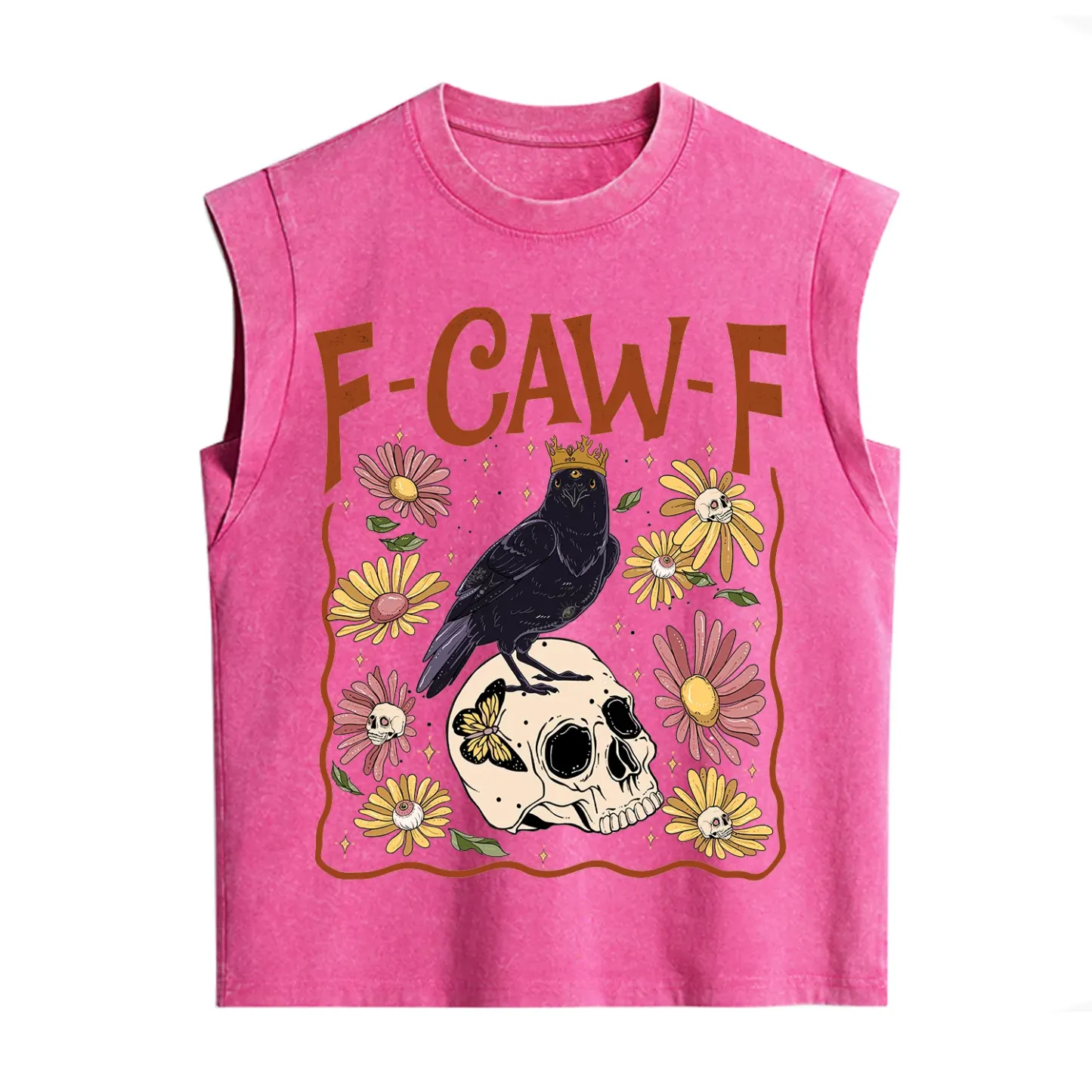 Purplehecate Funny F-Caw-F Crow Vintage Washed Tank