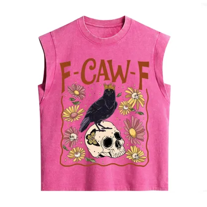 Purplehecate Funny F-Caw-F Crow Vintage Washed Tank