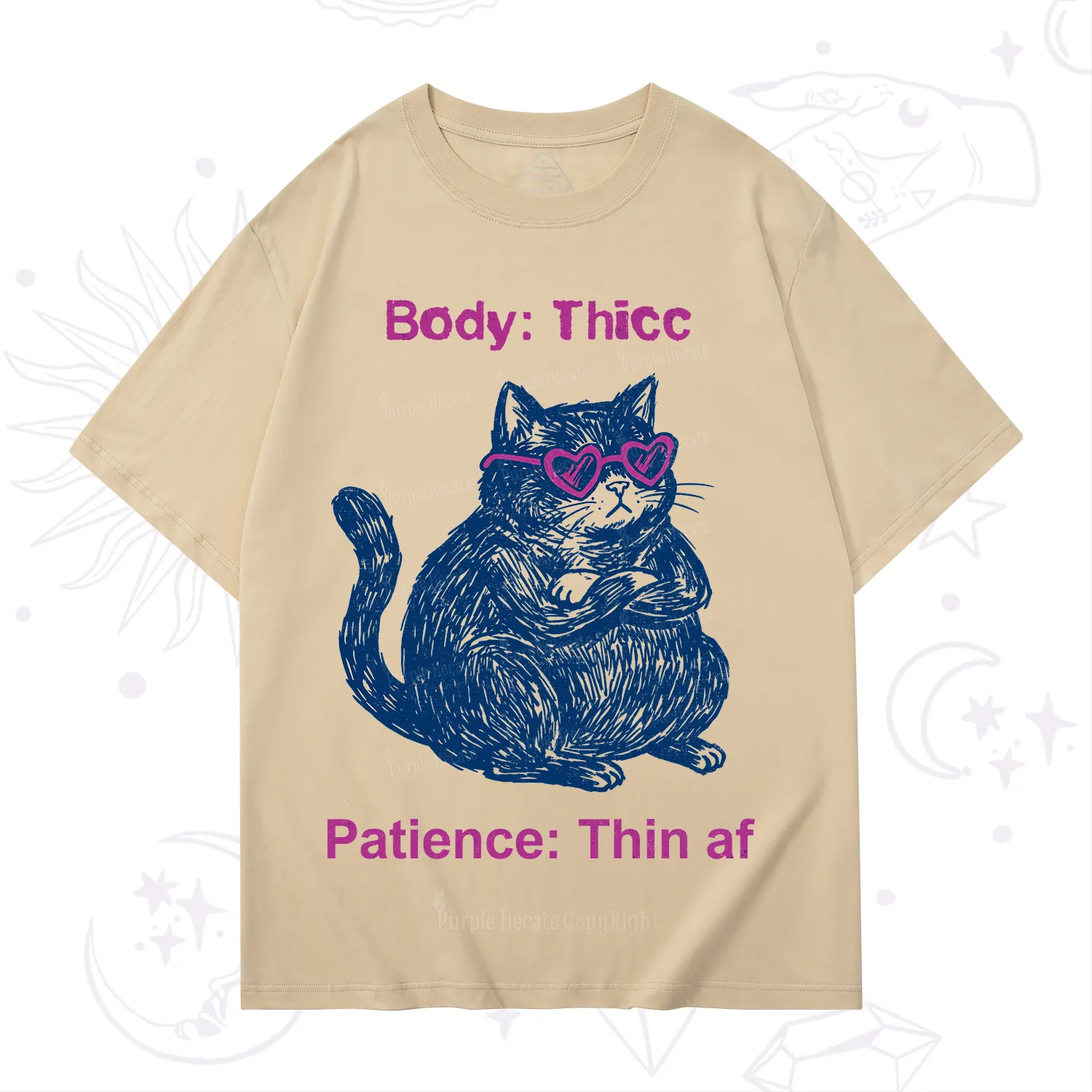 Purplehecate Body Thicc Patience Thin Af Cat T-Shirt