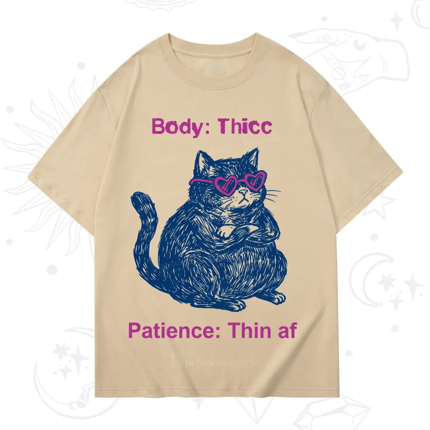 Purplehecate Body Thicc Patience Thin Af Cat T-Shirt