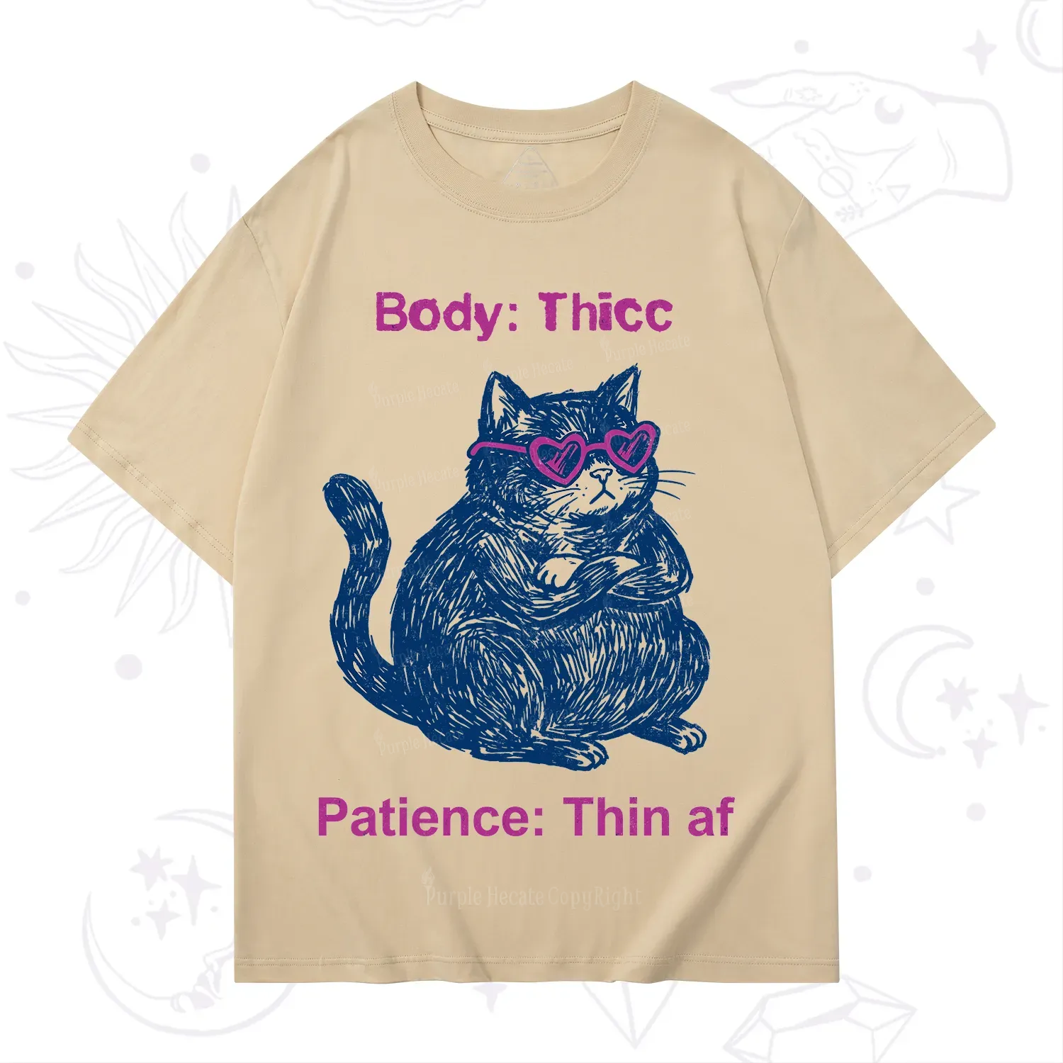 Purplehecate Body Thicc Patience Thin Af Cat T-Shirt