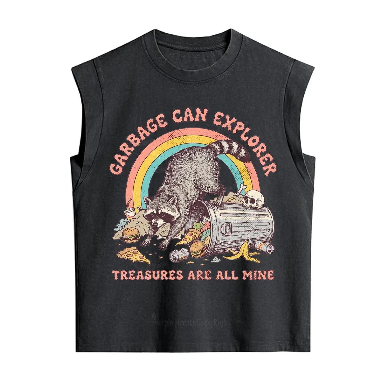 Purplehecate Garbage Can Explorer Raccoon Vintage Washed Tank