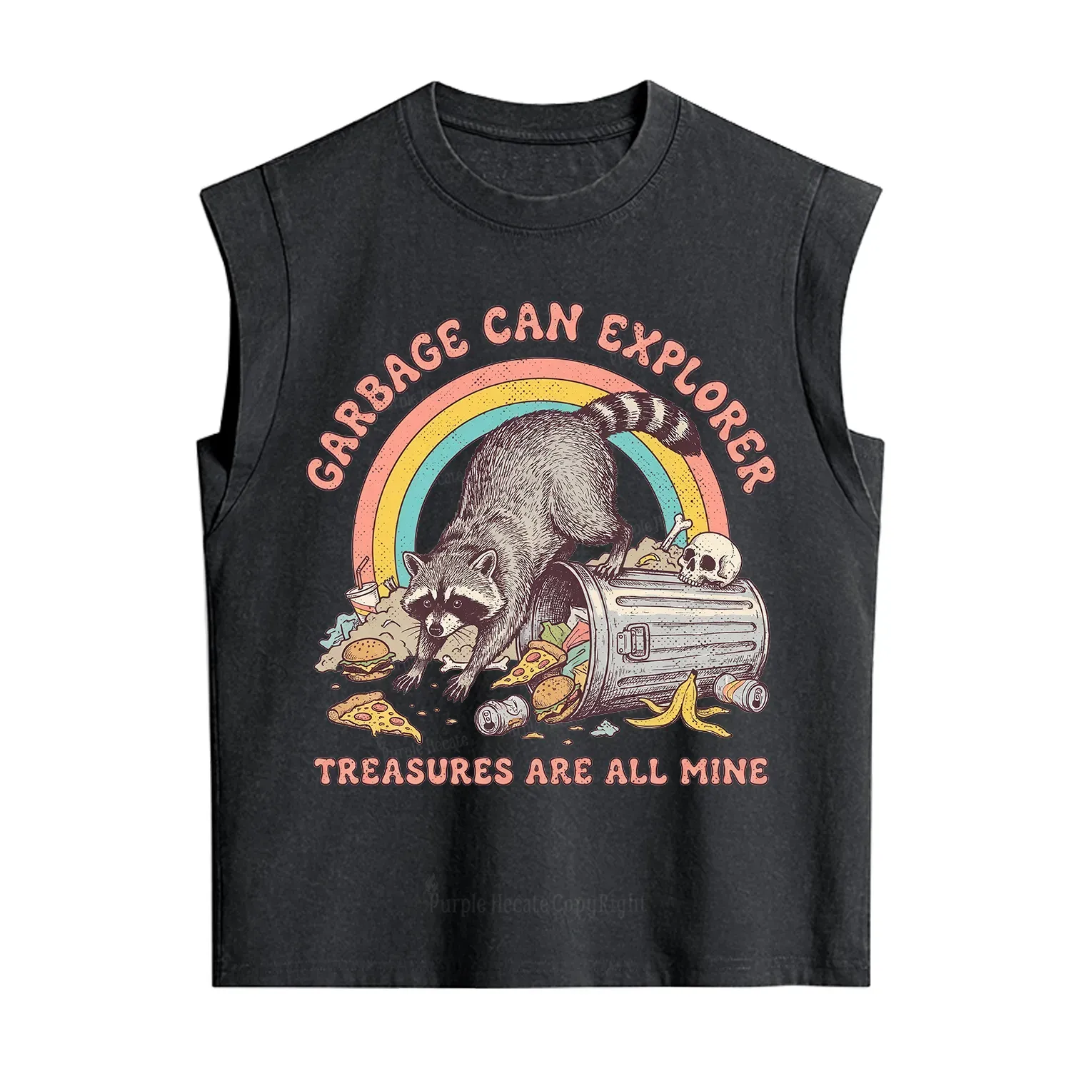 Purplehecate Garbage Can Explorer Raccoon Vintage Washed Tank