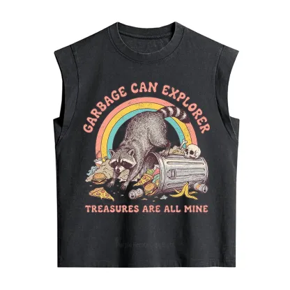 Purplehecate Garbage Can Explorer Raccoon Vintage Washed Tank