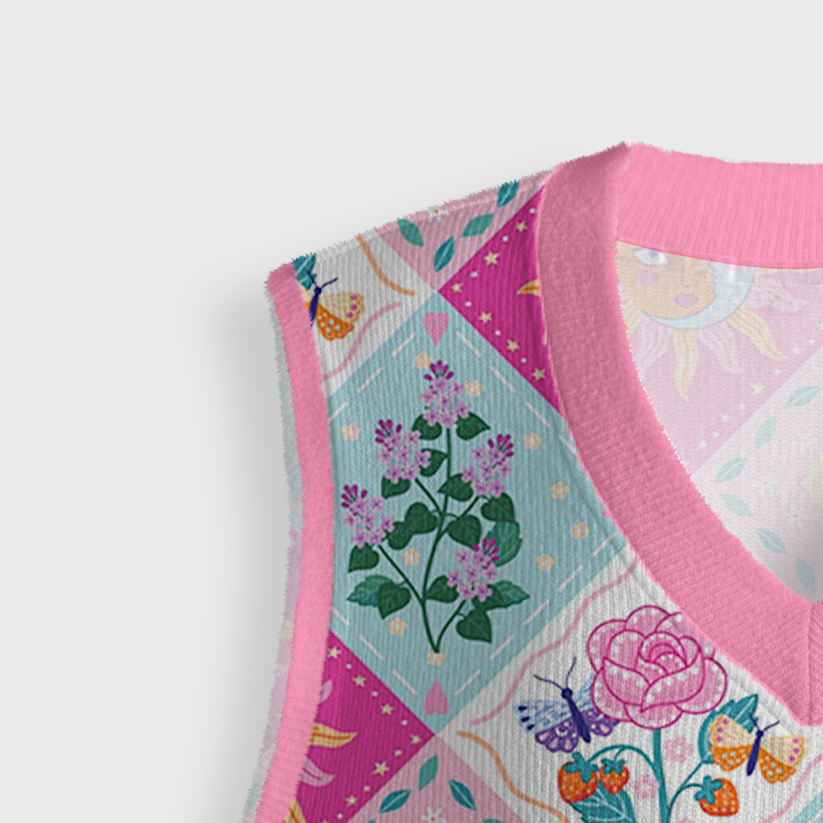 Purplehecate Celestial Sun & Moon Patchwork Ugly Sweater Vest