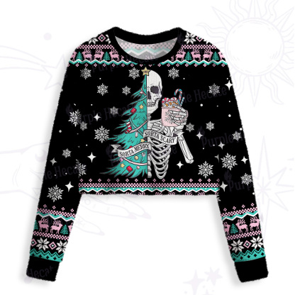 Purplehecate Sorta Merry Sorta Scary Christmas Crop Fuzzy Ugly Sweatshirt