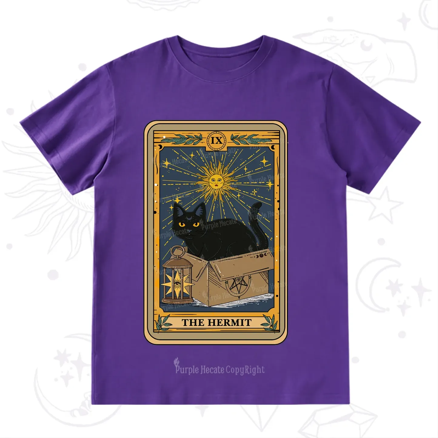Purplehecate The Hermit Card Cat Lover T-Shirt