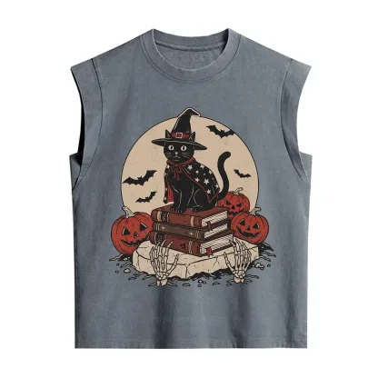 Purplehecate Autumn Preparations Pumpkin Skeleton Vintage Washed Tank